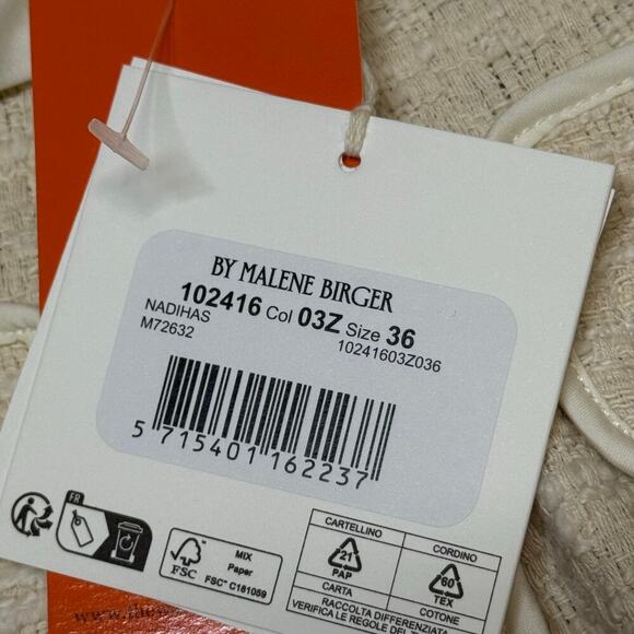 BY MALENE BIRGER Ivory Nadihas Bouclé Crop Trousers Size 6 / 27" NWT - Picture 15 of 16